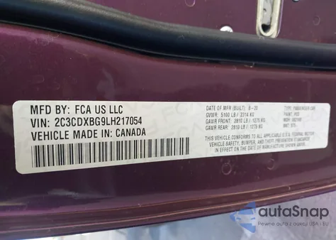 2020 Dodge Charger Sxt Rwd z USA, uszkodzony, nr VIN 2C3CDXBG9LH217054